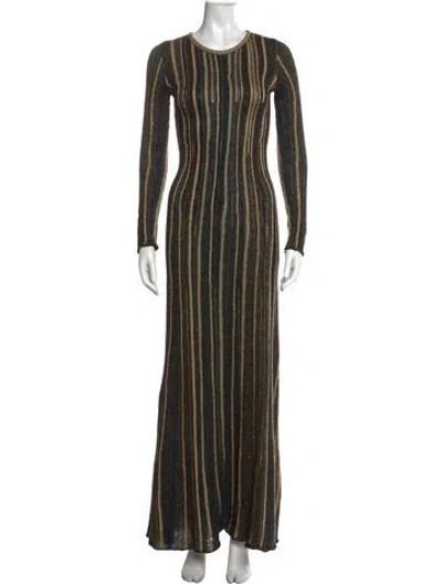 Pre-owned M Missoni Striped Long Dress In Black/gold