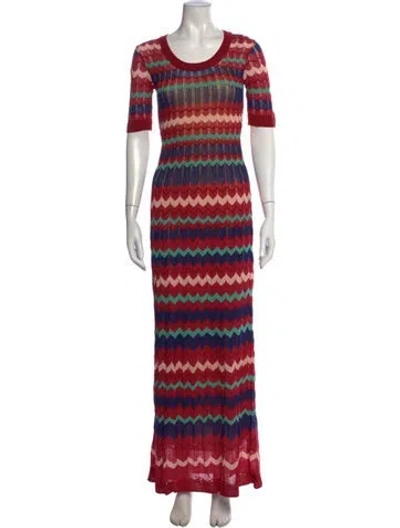 Pre-owned M Missoni Striped Long Dress W/ Tags In Red