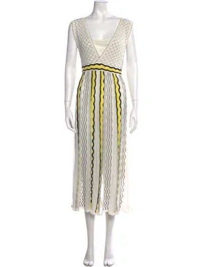 Pre-owned M Missoni Striped Long Dress In Yellow
