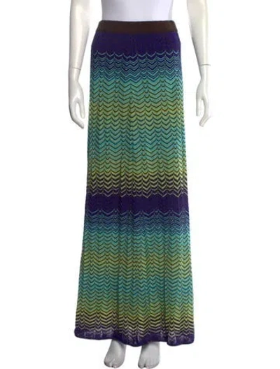 Pre-owned M Missoni Striped Long Skirt In Blue