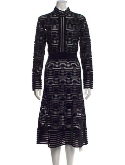Pre-owned M Missoni Striped Midi Length Dress In Black