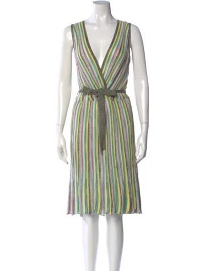 Pre-owned M Missoni Striped Midi Length Dress In Multi