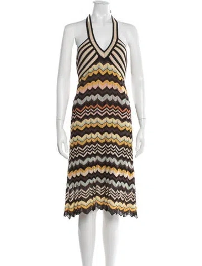 Pre-owned M Missoni Striped Midi Length Dress In Multi