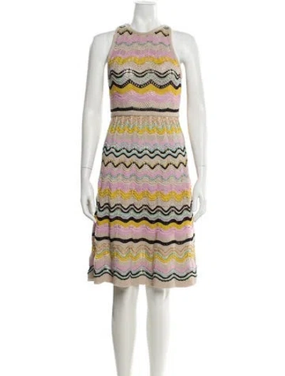 Pre-owned M Missoni Striped Midi Length Dress In Neutral