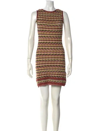 Pre-owned M Missoni Striped Midi Length Dress In Neutral