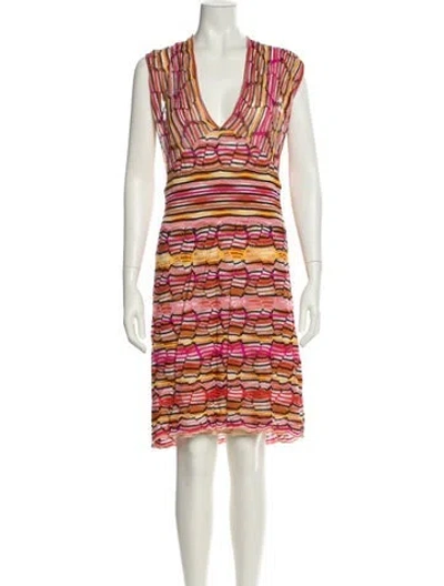 Pre-owned M Missoni Striped Midi Length Dress In Orange