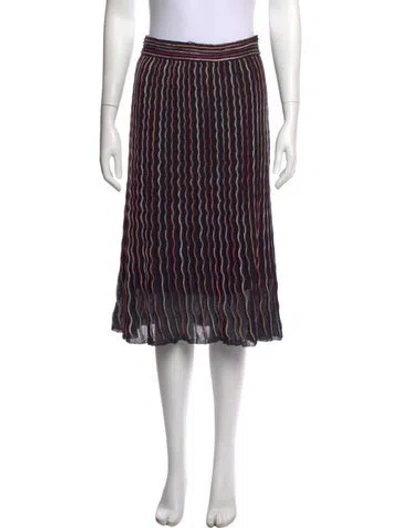 Pre-owned M Missoni Striped Midi Length Skirt In Black