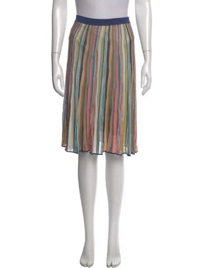 Pre-owned M Missoni Striped Midi Length Skirt In Blue