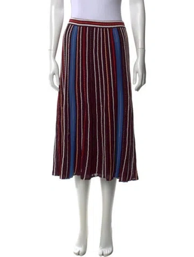 Pre-owned M Missoni Striped Midi Length Skirt In Blue/neutrals/red