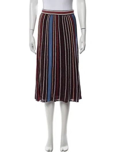 Pre-owned M Missoni Striped Midi Length Skirt In Brown