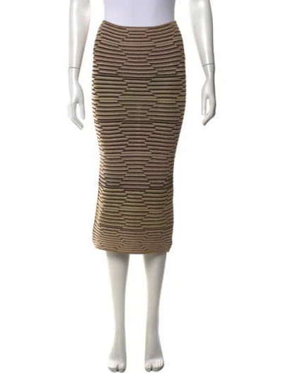 Pre-owned M Missoni Striped Midi Length Skirt In Gold