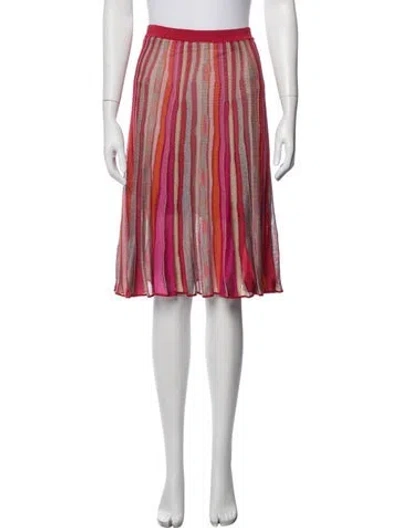 Pre-owned M Missoni Striped Midi Length Skirt In Red
