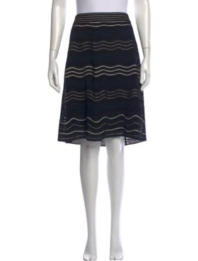 Pre-owned M Missoni Striped Midi Length Skirt W/ Tags In Black