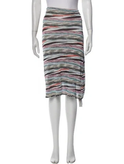 Pre-owned M Missoni Striped Midi Length Skirt In White
