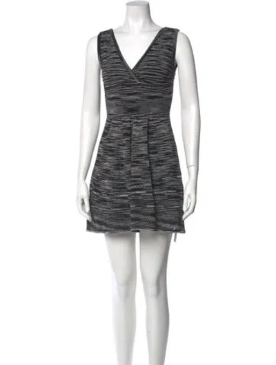 Pre-owned M Missoni Striped Mini Dress In Black