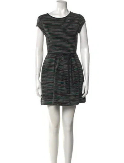 Pre-owned M Missoni Striped Mini Dress In Black