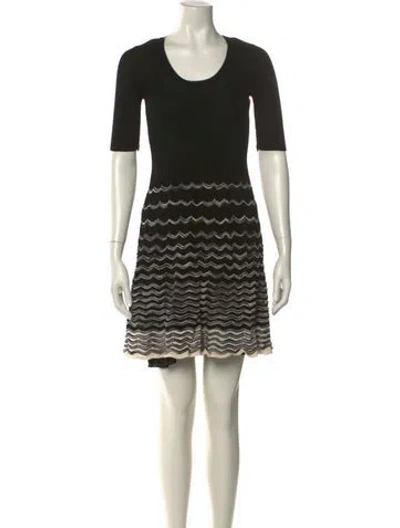 Pre-owned M Missoni Striped Mini Dress In Black