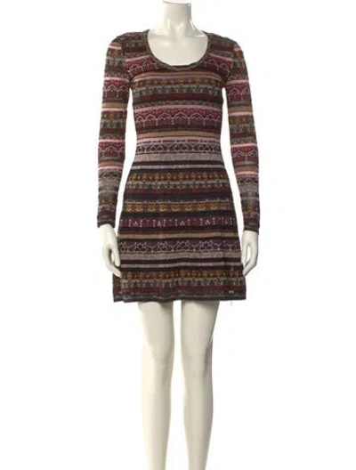 Pre-owned M Missoni Striped Mini Dress In Black