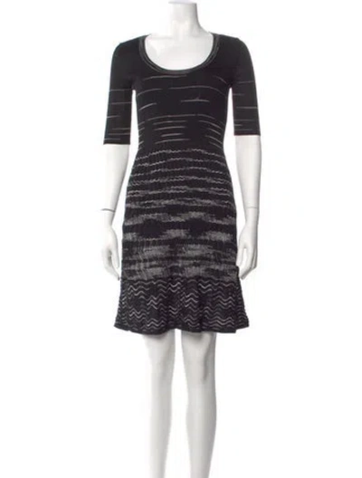 Pre-owned M Missoni Striped Mini Dress In Black