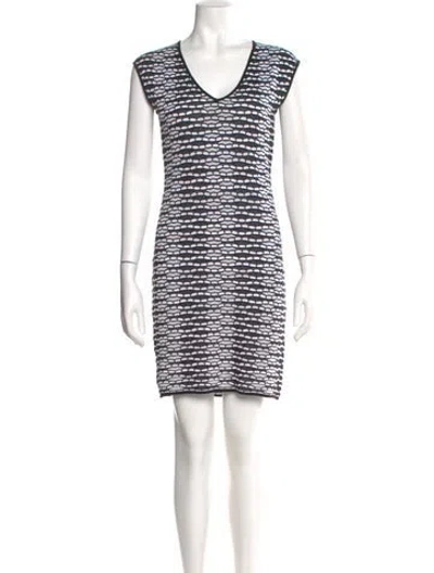 Pre-owned M Missoni Striped Mini Dress In Black