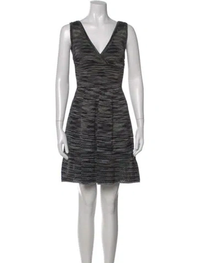 Pre-owned M Missoni Striped Mini Dress In Black