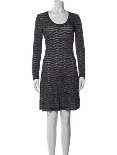 Pre-owned M Missoni Striped Mini Dress In Black