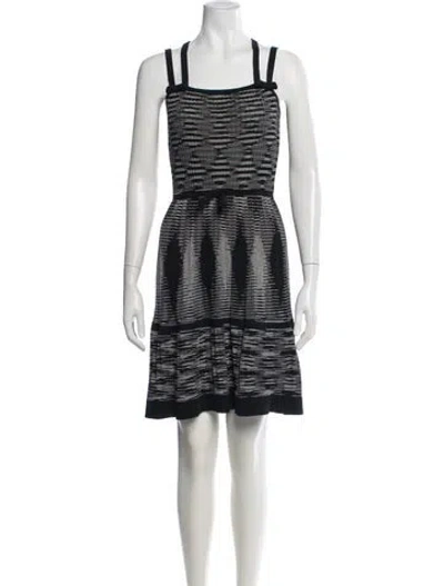 Pre-owned M Missoni Striped Mini Dress In Black