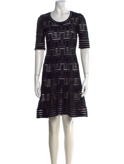 Pre-owned M Missoni Striped Mini Dress In Black