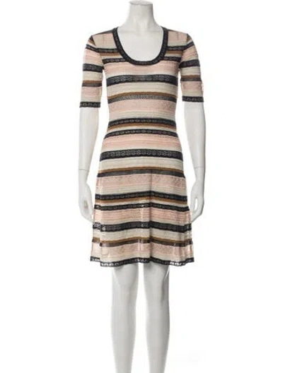 Pre-owned M Missoni Striped Mini Dress In Black