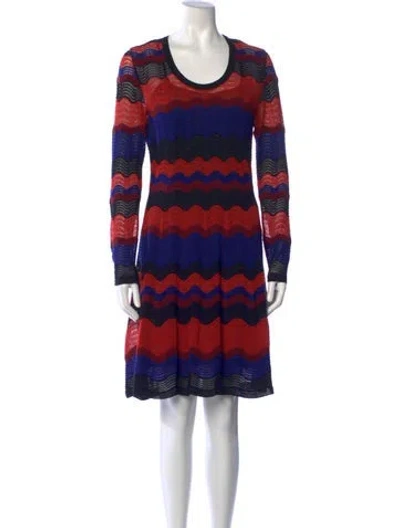 Pre-owned M Missoni Striped Mini Dress In Black/red