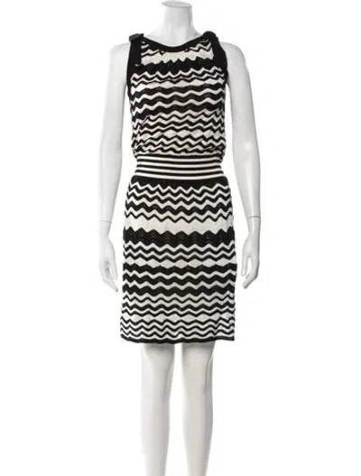 Pre-owned M Missoni Striped Mini Dress In Black/white