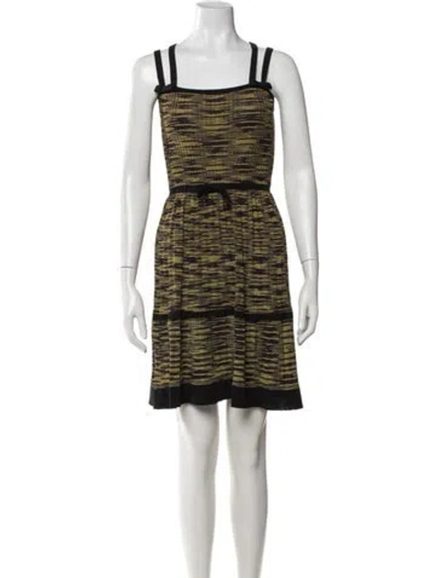Pre-owned M Missoni Striped Mini Dress In Black/yellow