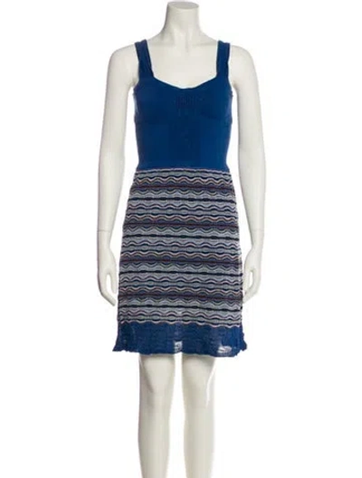 Pre-owned M Missoni Striped Mini Dress In Blue