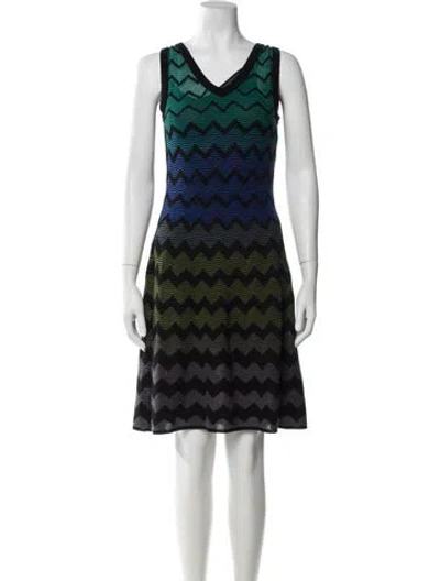 Pre-owned M Missoni Striped Mini Dress In Blue