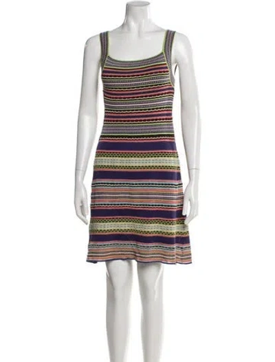 Pre-owned M Missoni Striped Mini Dress In Blue
