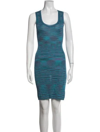 Pre-owned M Missoni Striped Mini Dress In Blue