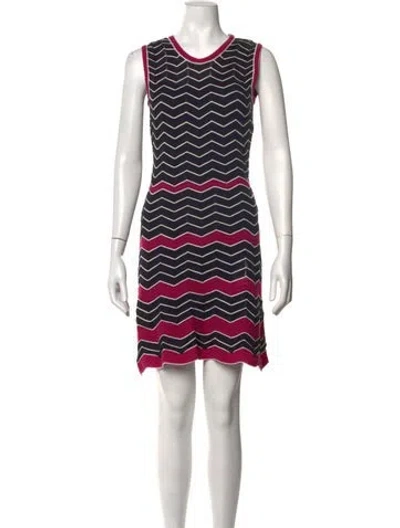 Pre-owned M Missoni Striped Mini Dress In Blue