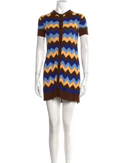 Pre-owned M Missoni Striped Mini Dress In Blue