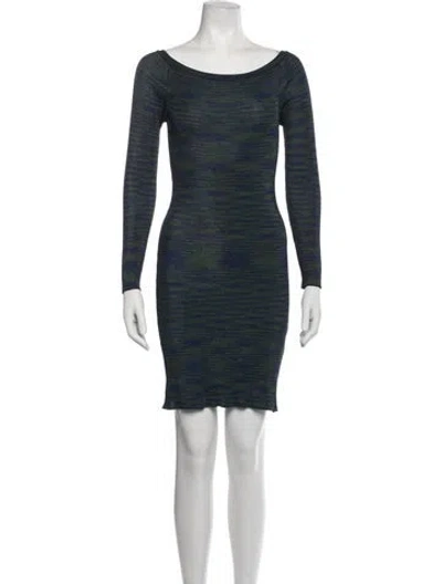 Pre-owned M Missoni Striped Mini Dress In Blue
