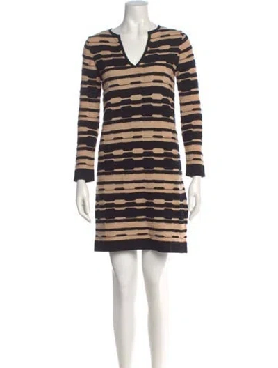 Pre-owned M Missoni Striped Mini Dress In Brown