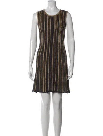 Pre-owned M Missoni Striped Mini Dress In Gold