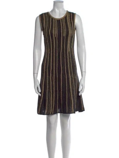 Pre-owned M Missoni Striped Mini Dress In Gold