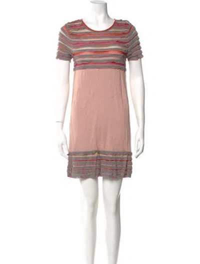 Pre-owned M Missoni Striped Mini Dress In Gray