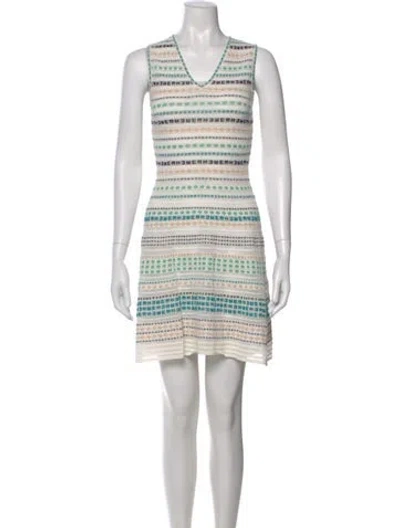 Pre-owned M Missoni Striped Mini Dress In Green