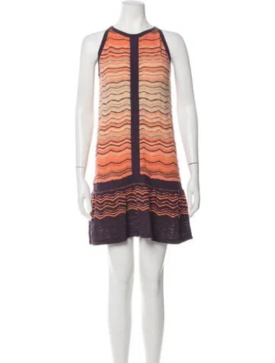 Pre-owned M Missoni Striped Mini Dress In Multicolor