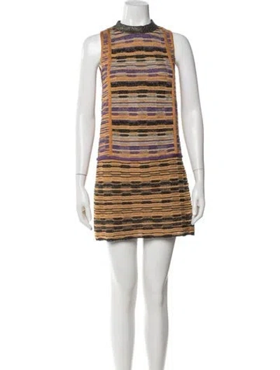 Pre-owned M Missoni Striped Mini Dress In Neutral