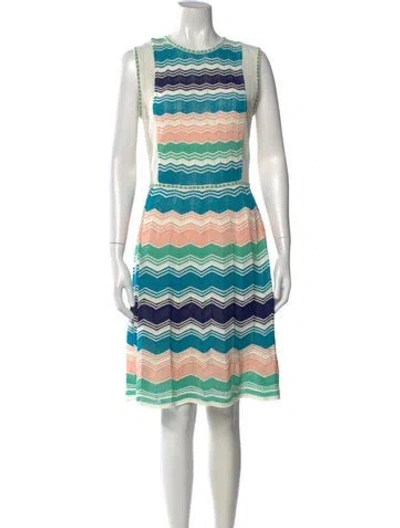 Pre-owned M Missoni Striped Mini Dress In Neutral