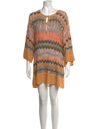 Pre-owned M Missoni Striped Mini Dress In Neutrals