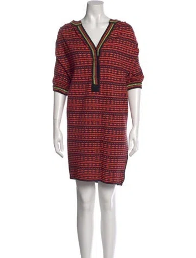 Pre-owned M Missoni Striped Mini Dress In Orange