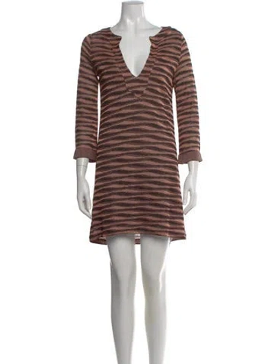 Pre-owned M Missoni Striped Mini Dress In Orange